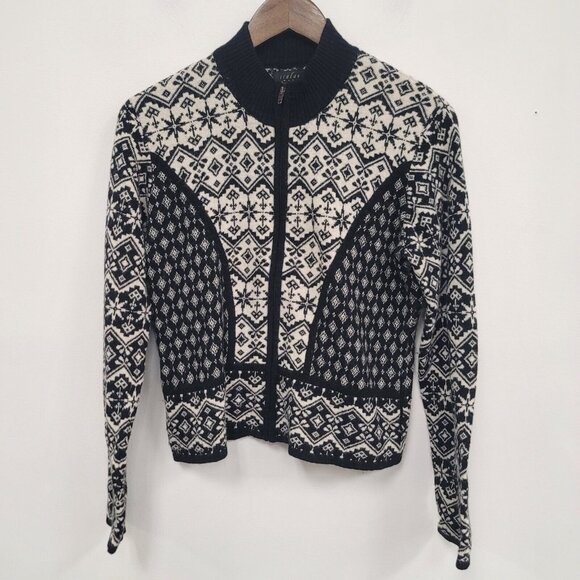 Vintage Icelandic Design Womens Fair Isle Sweater Size M Full Zip Angora Preppy - Picture 1 of 12